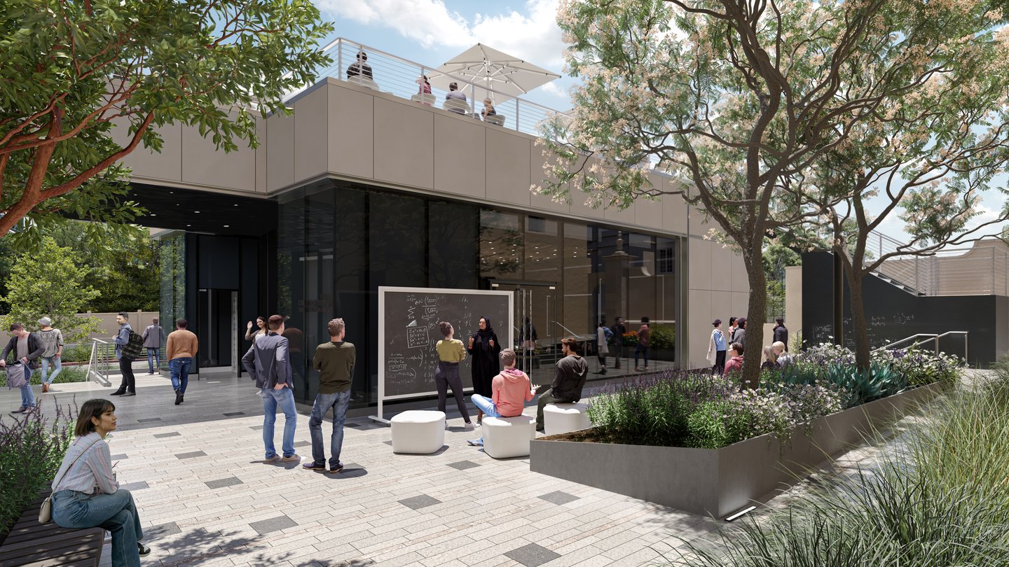 The Ginsburg Center courtyard and rooftop terrace