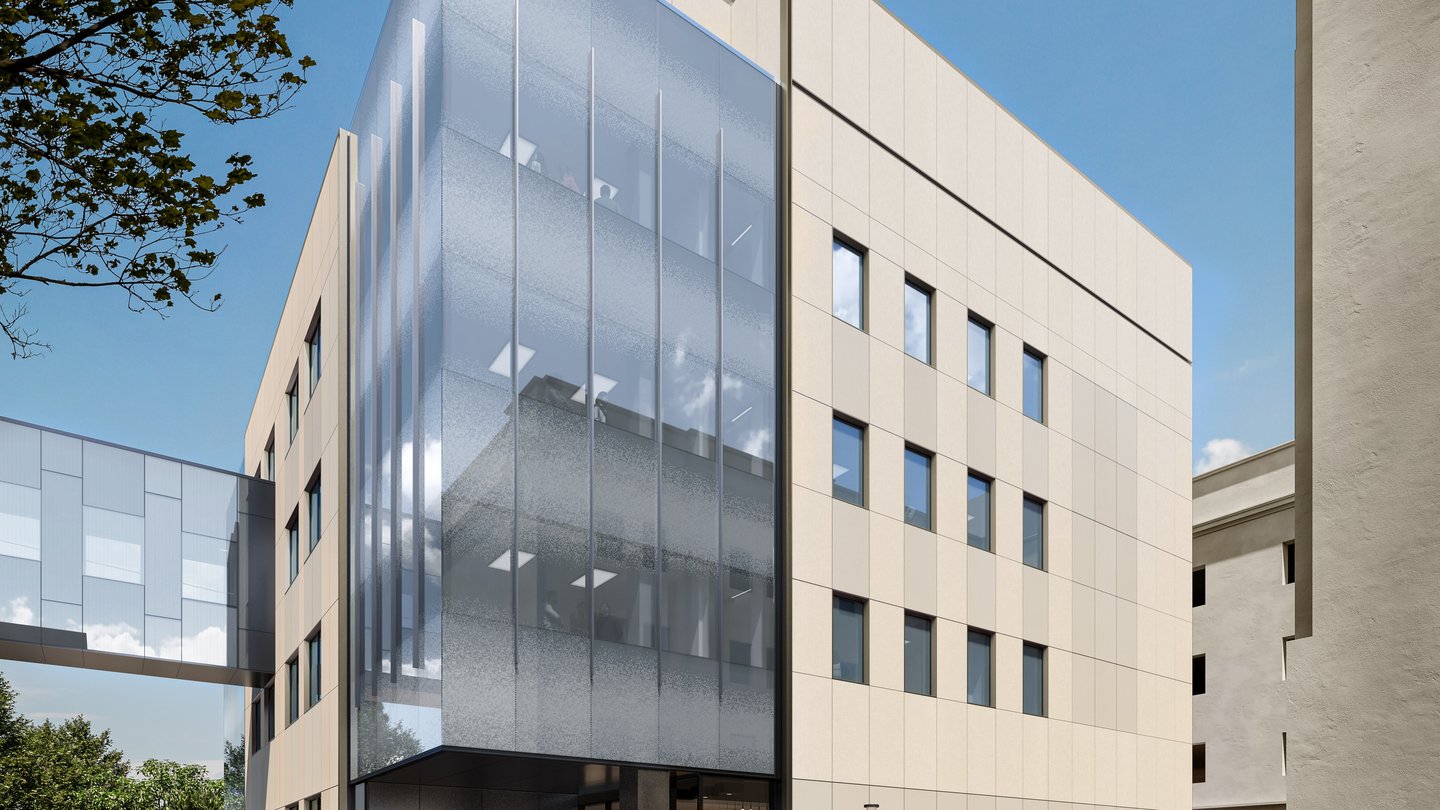 The Ginsburg Center's glass façade